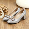 Ladies Mary Jane Butterfly Knot Water Diamond Round Head Thick Heels, Versatile For All Seasons, Suitable For Daily, Dance, Banquet, Commute